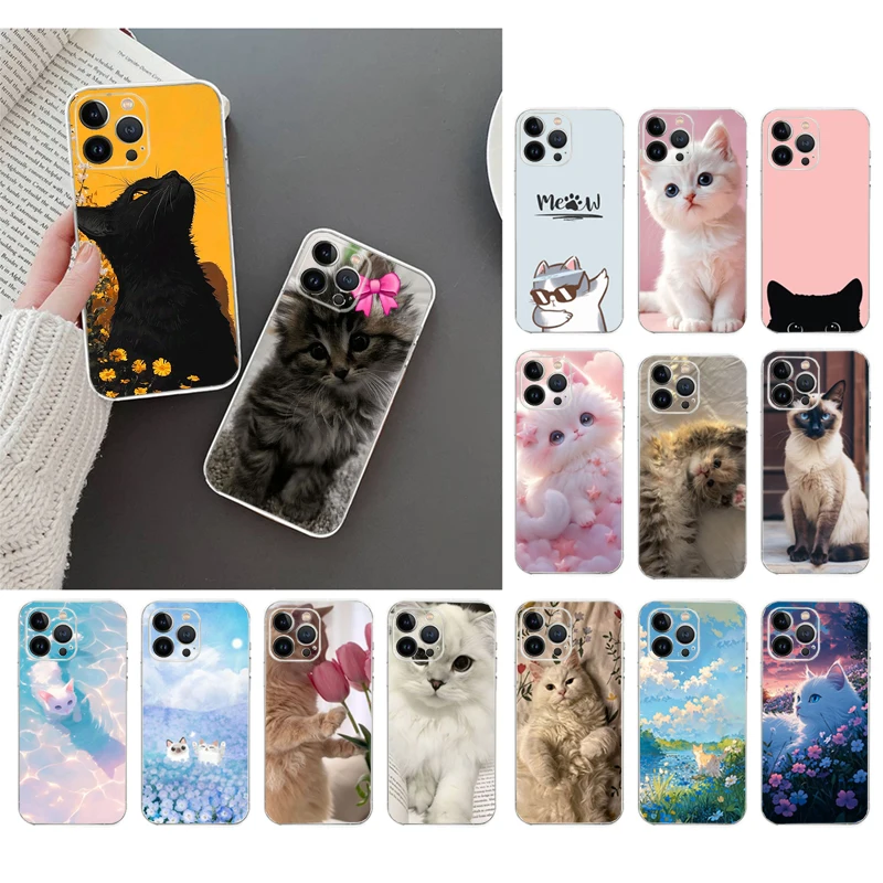 

Phone Case Carcasa Funda For iPhone 17 Pro Max Air 16 15 14 13 Pro Max 15 16 Pro 15Plus Cat Case