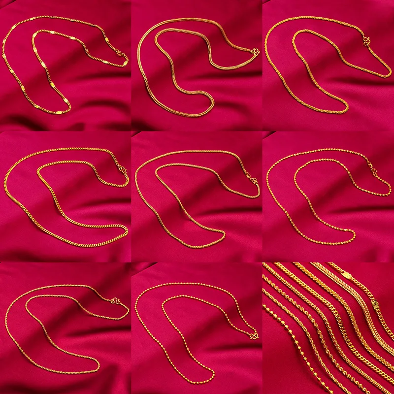 Fylia Jewelry   24K Gold 60cm Necklace | AU999 Pure Gold, sleek polished chain, 60cm length, elegant for layering or solo wear