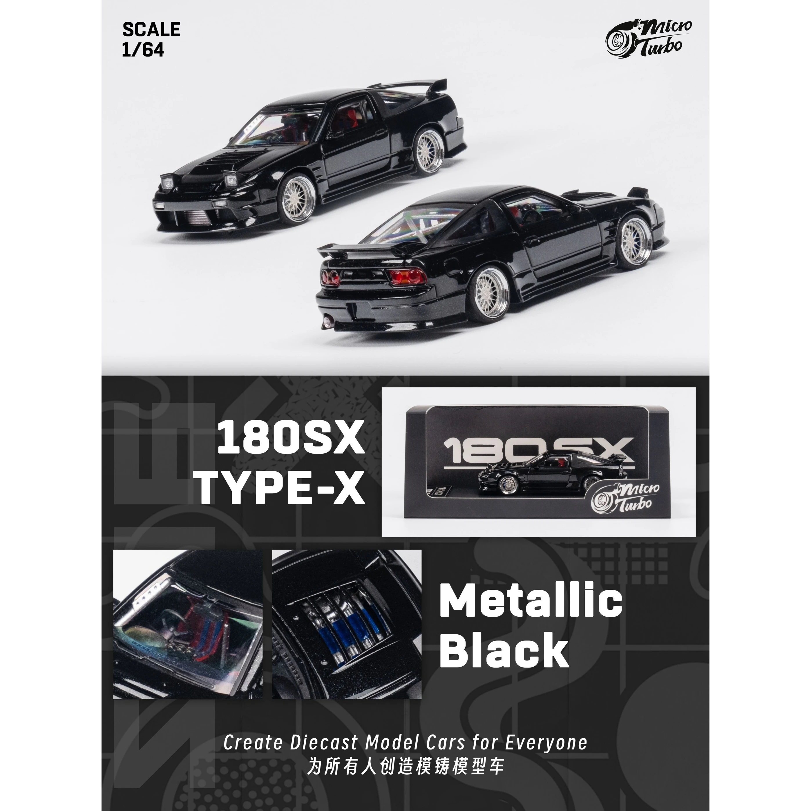 

Фонарик Micro Turbo 1:64 180SX Тип X металлический черный подшипник колесо модель из сплава