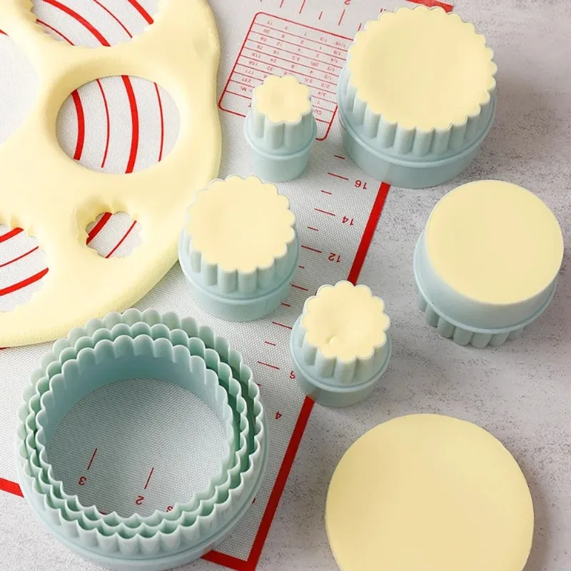 8PCS/Set Round Laciness Cookie Cutter DIY Fondant Dough Baking Cutter Kitchen Non-stick Dumplings Pastry Tools Accessories