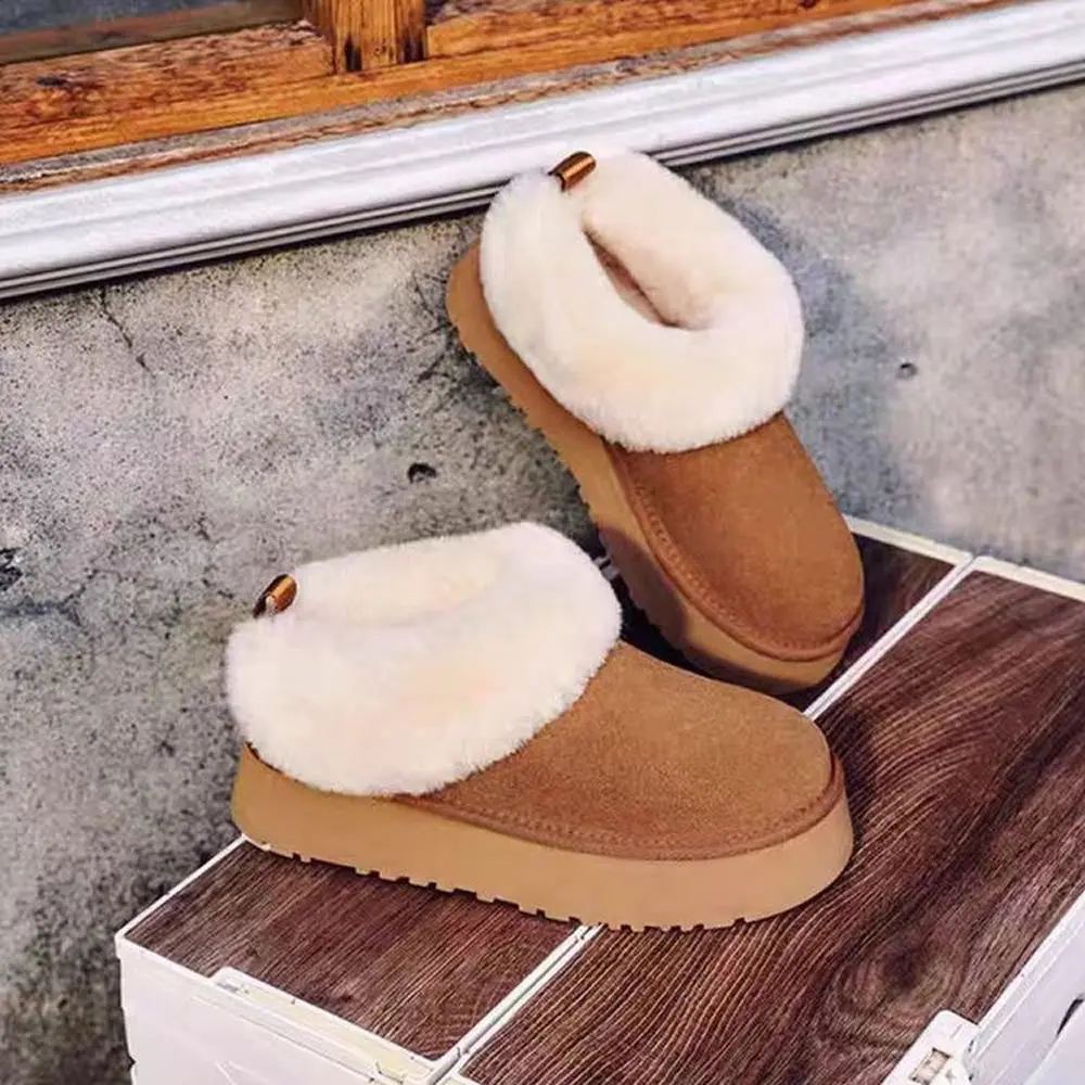 شتاء جديد المرأة سميكة وحيد صوف الغنم المضادة للانزلاق الثلوج الأحذية موضة المرأة البسيطة الدافئة سميكة المرأة الأحذية الدافئة #1