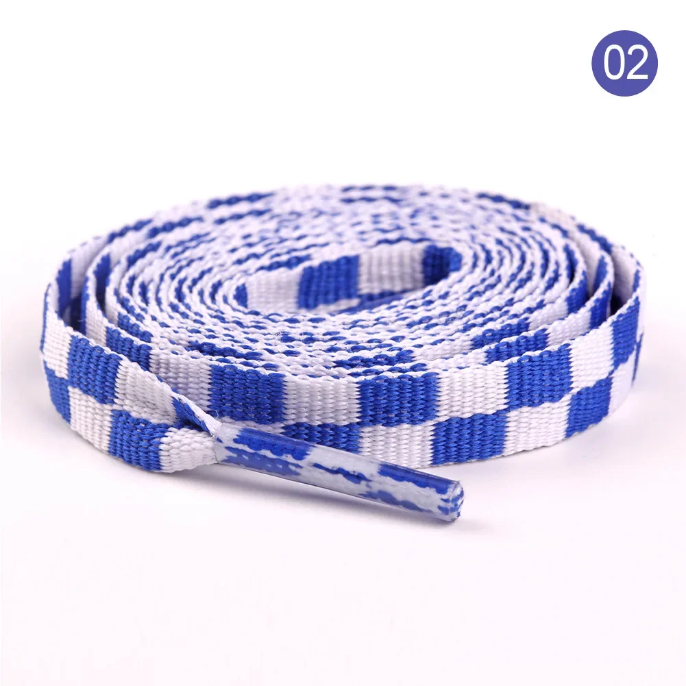 Fashionable Sport Shoe Laces Colored Grid Flat Straps Personalized Race Track Dual-color Square Design for Sneakers
