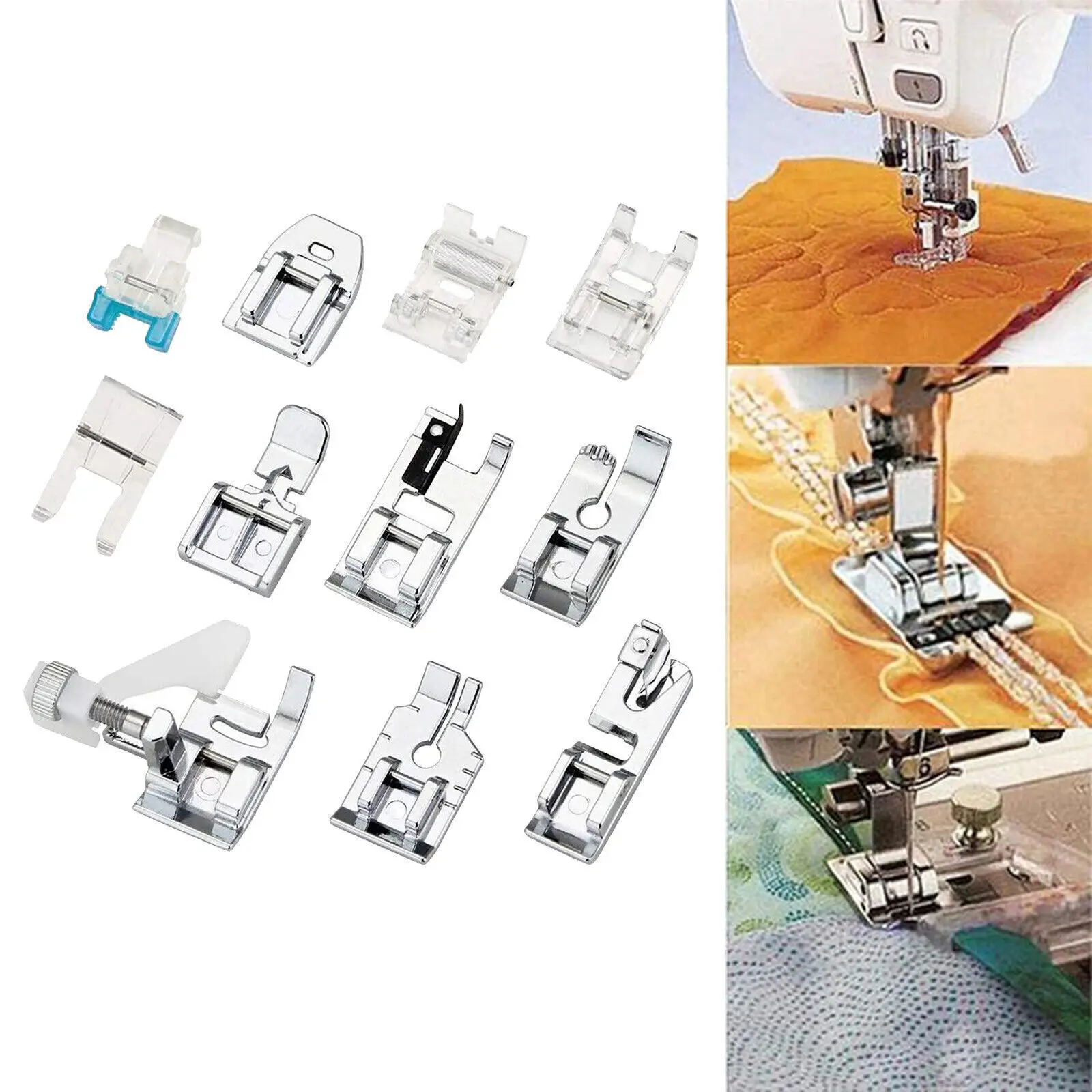 11cs/Set Single-needle Domestic Sewing Machine Accessories Presser Foot Feet Kit Hem Foot Spare Parts For Brother Singer Set