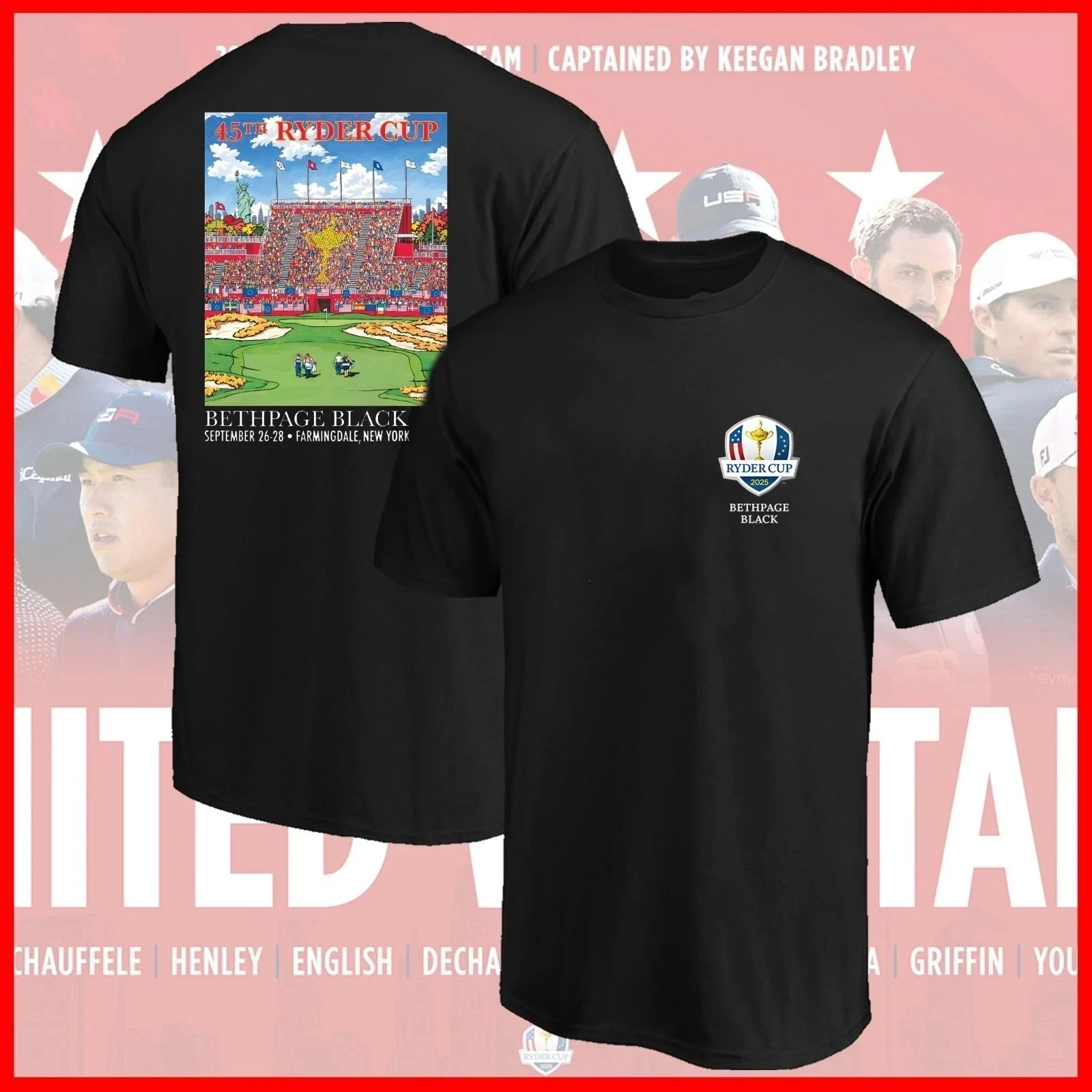 جديد! 2025 رايدر كأس Bethpage ملصق 2 الجانبين قميص 45th رايدر كأس المحملة Fastship الراقية الفاخرة لكل من الرجال والنساء أفضل Y2k #2