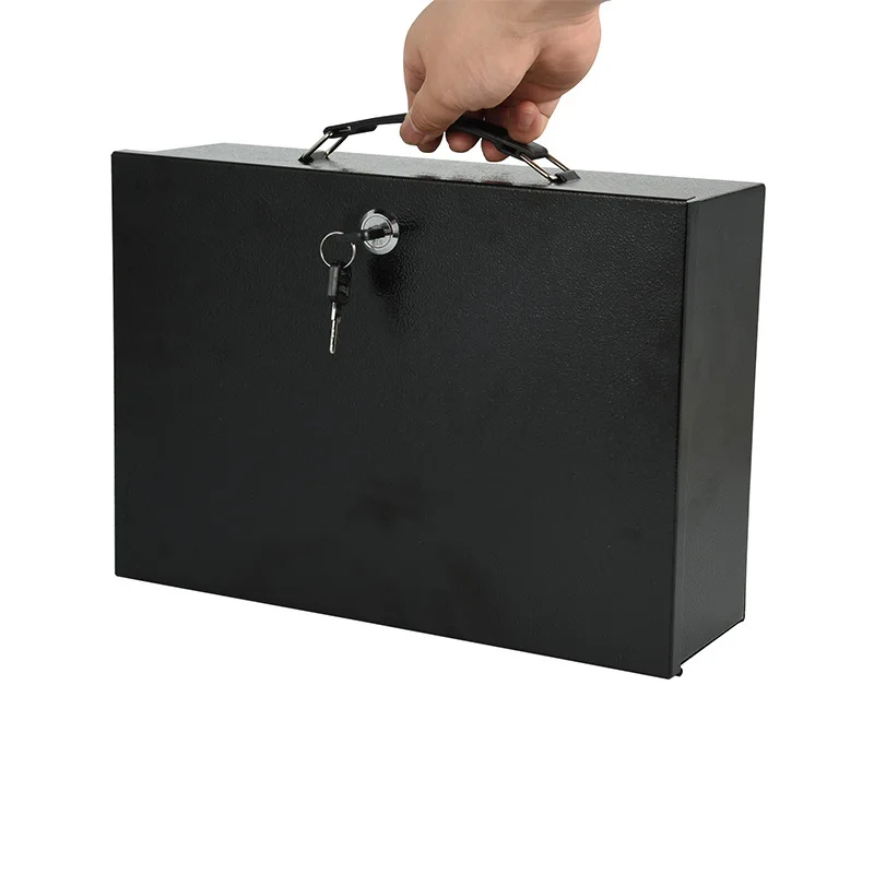 Portable Safe Locked Iron Box Cash Box Documents Passport Office Home Storage Insurance Document Storage Box