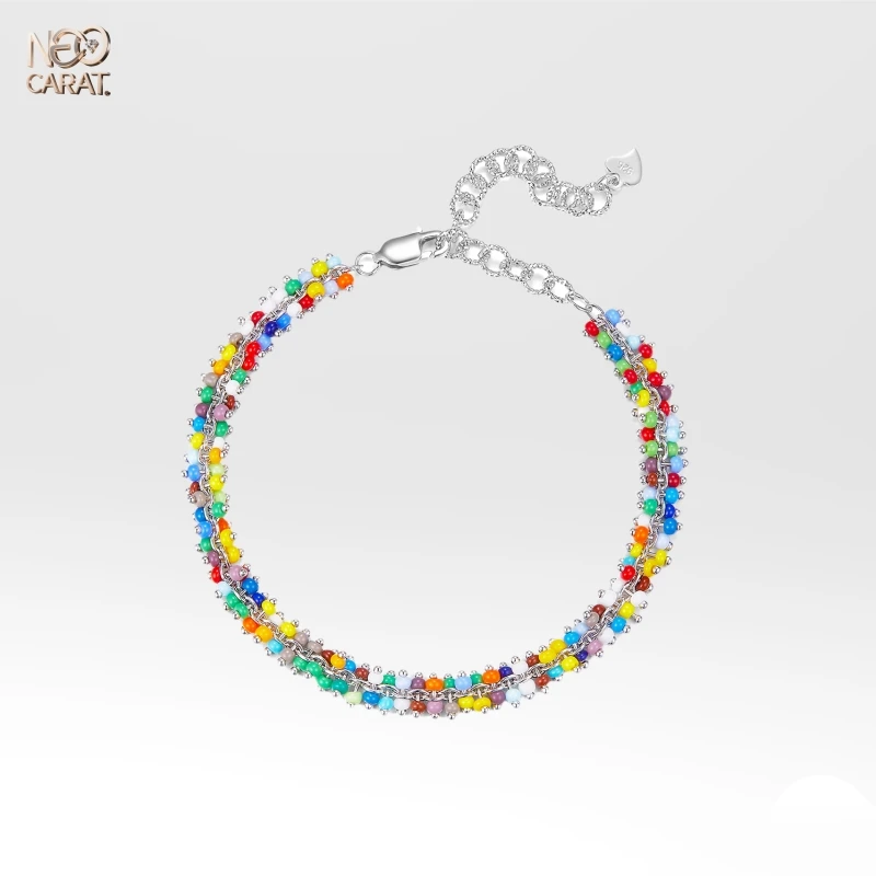 

S925 Silver Plated Dynamic Bracelet with 18K Gold Colorful Beads Healing Style Jewelry Gift for You Or Friends