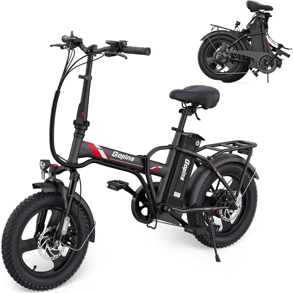 Electric Bike, Fat Tire, 350W Folding, 48V Removable Battery, Up to 40 Miles, LCD Display, 20mph, 7 Speed, UL 2849 Certification