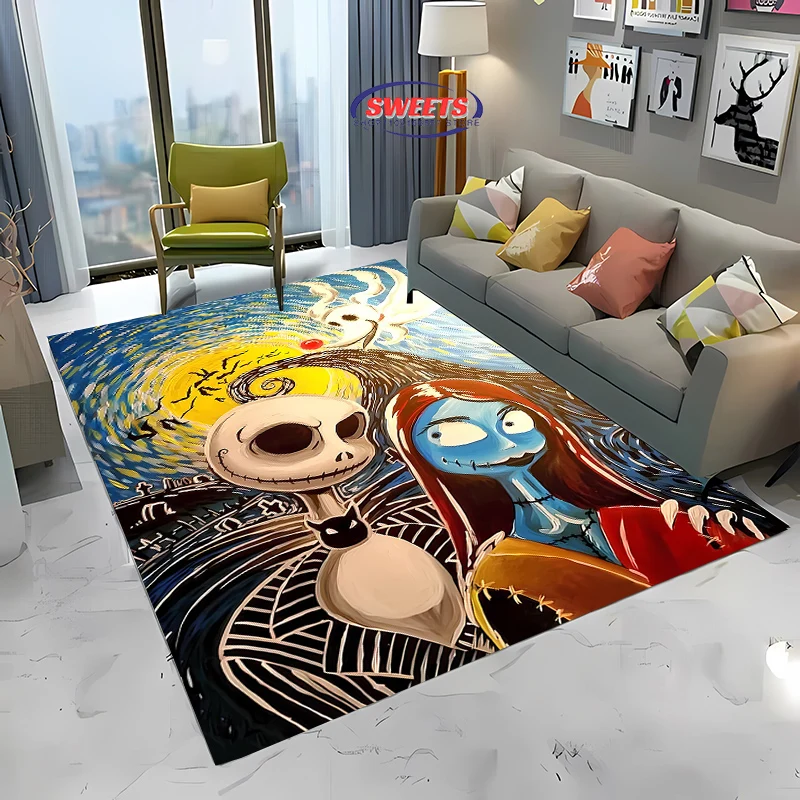 3D Printing Funny Skull Jack Pattern Carpet,Living Room Bedroom Household Items,Kid's Room Sofa Mat,Doormat Floor  Anti-slip Rug