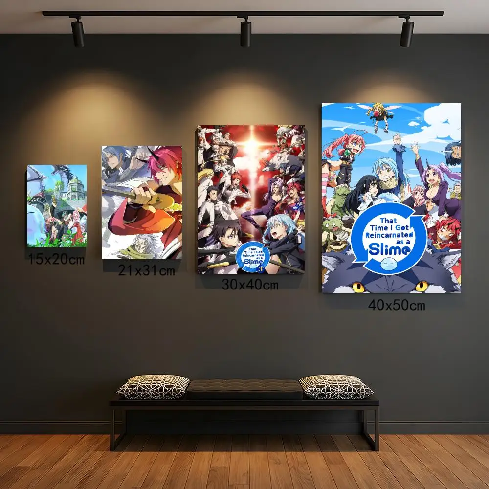 anime T-That Time I Got Reincarnated as a Slime-E Painting Calligraphy Boho Botanical Decor for Living Room  Elegant Home Style