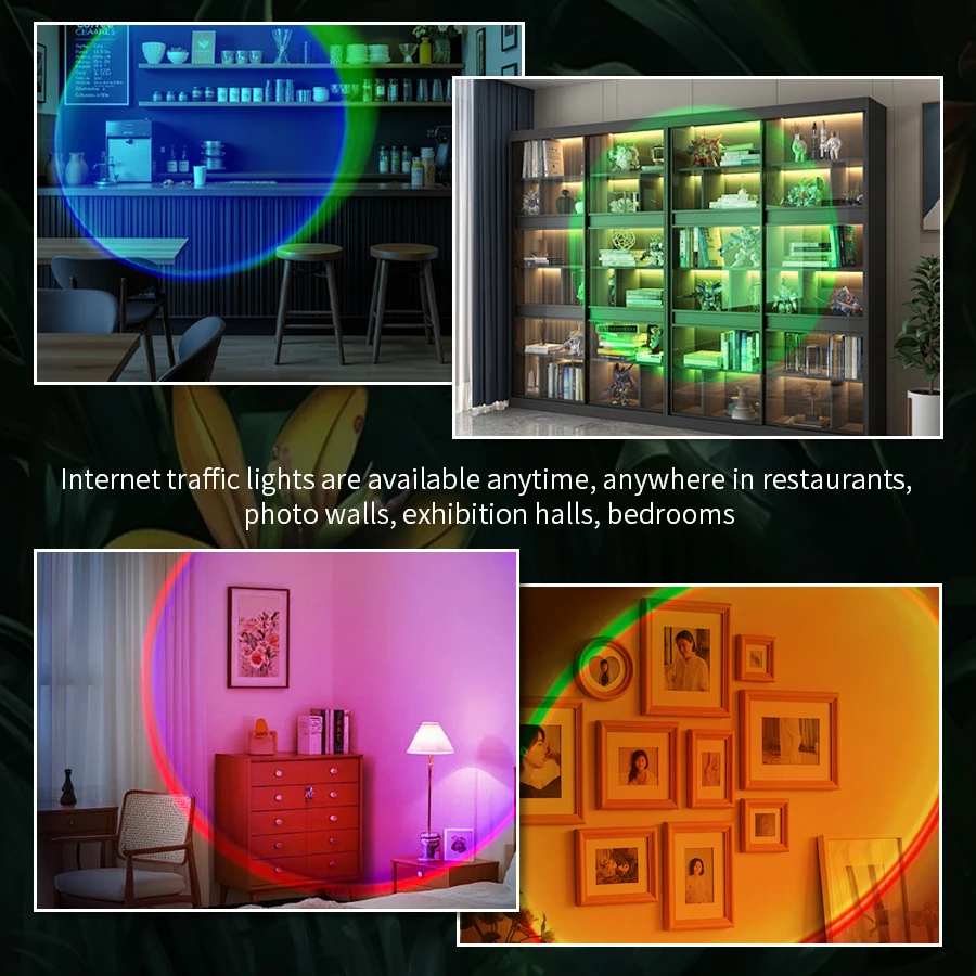 Colorful Sunset Lights Live Photography Atmosphere Light USB Powered Night Light with Remote Control for Bar Living Room Parties