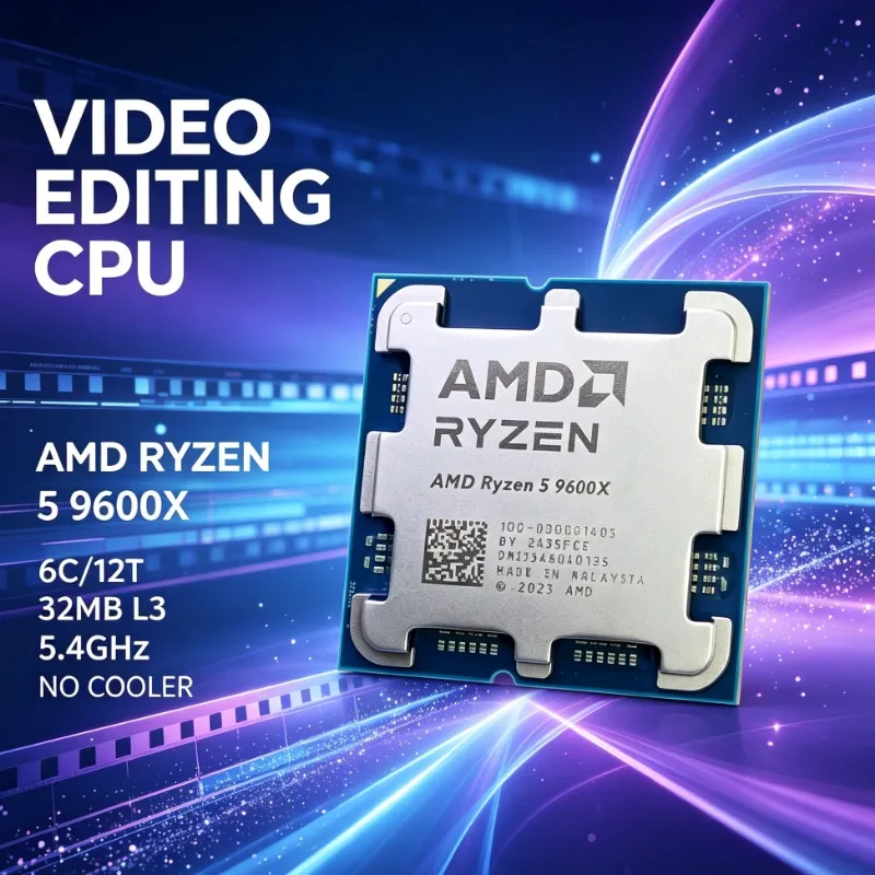 AMD Ryzen 5 9600X Desktop Processor for AM5 Motherboard 6-Core 12-Thread 5.4GHz 32MB L3 4NM 65W without Fan