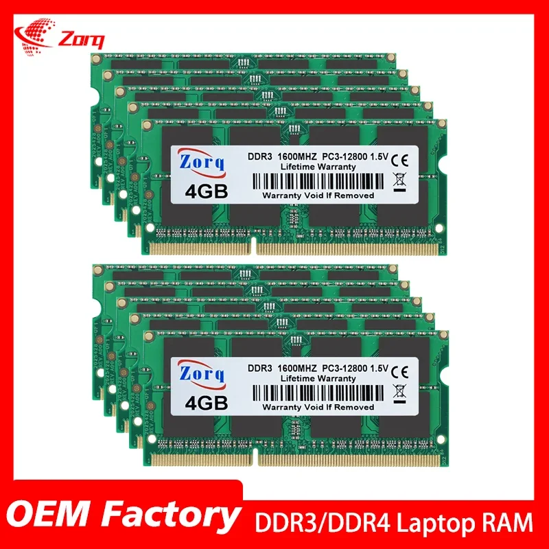 50pcs DDR3 DDR3L 1.35V 1.5V 4GB 8GB 1333Mhz PC3 PC3L 1600Mhz Memory Latpop Memoria ram SODIMM 4GB RAM 8GB