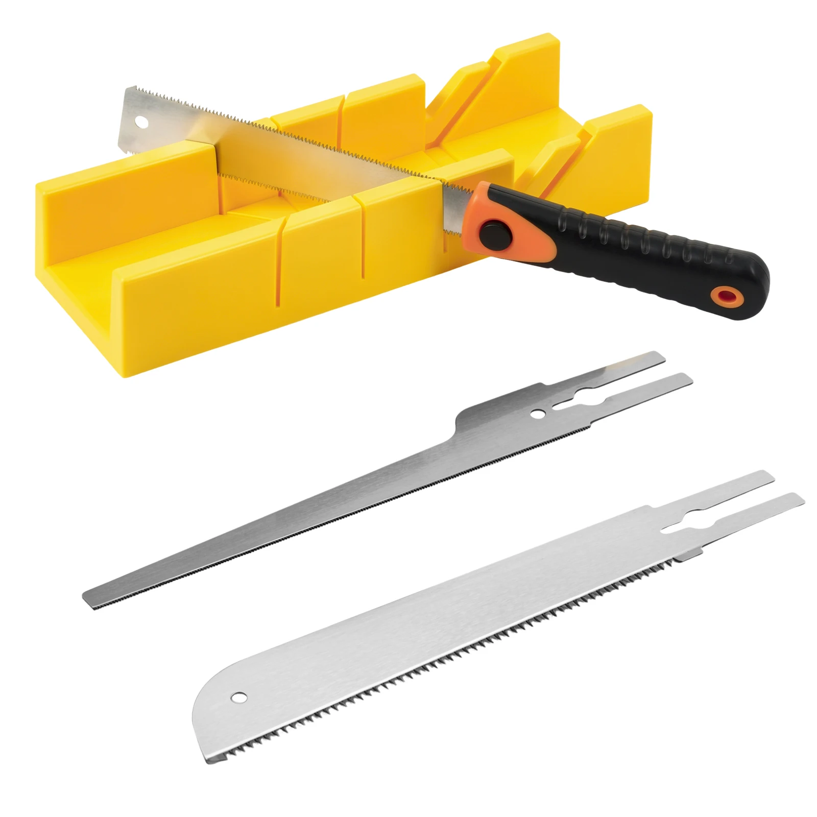 Japanese Pull Saw Kit with Replace Saw Blade 4 Angle Cutter Slot Mitre Box Compact Woodworking Tool for Workshop Repair Garden