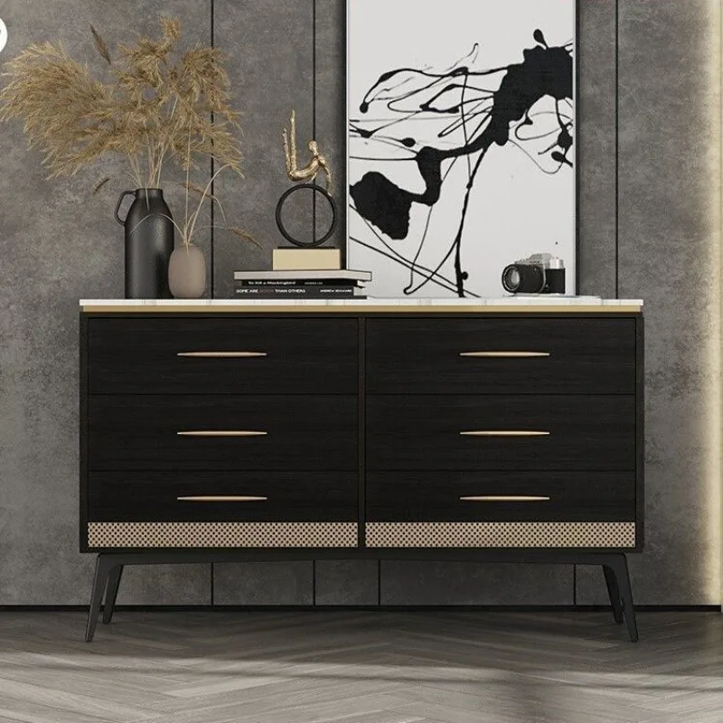 

six-chest cabinet bedroom solid wood drawer storage cabinet light luxury modern living room marble storage TV cabinet
