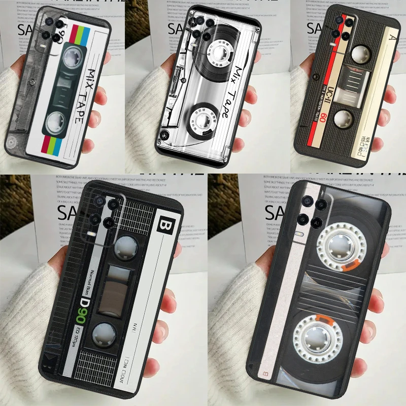 Cassette Mix Tape Case For OPPO A54 A74 A94 A98 A78 A79 A16 A76 A96 A5 A9 A17 A77 A15 A52 A72 A53 A57S Cover