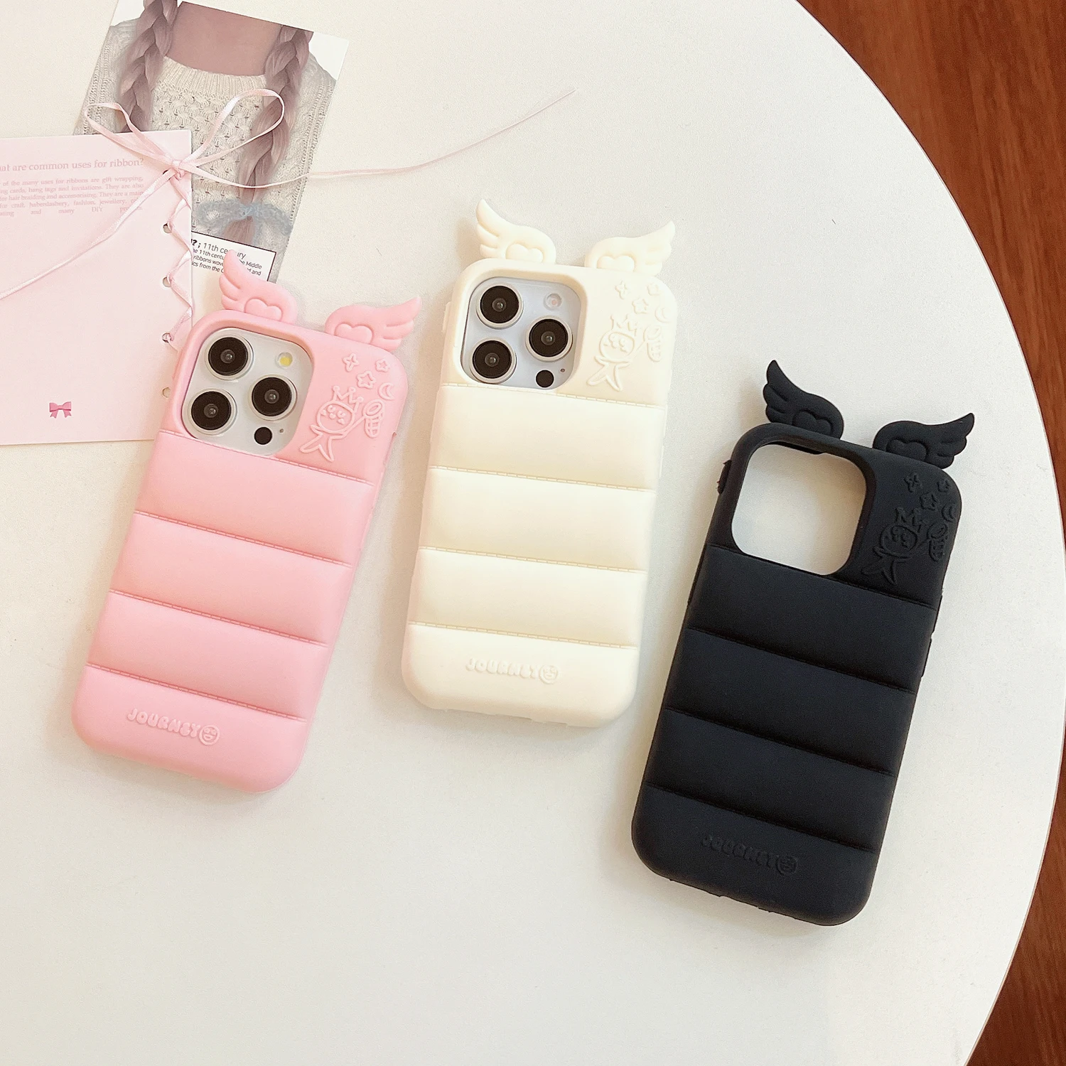Luxury 3D Angel wings Stripe Soft Silicone Phone Case For Apple