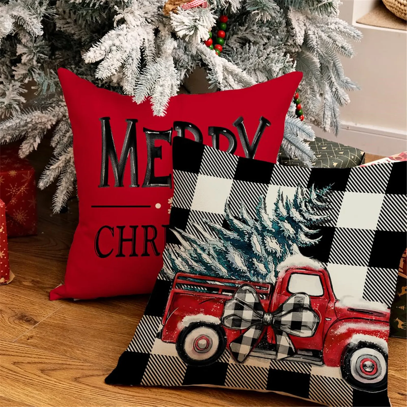 

CLOOCL Christmas Pillow Covers Xmas Plaid Trucks 3D Printed Cushion Zip Pillow Cases for Sofa Home Decor 4 PCS Sets Dropshipping