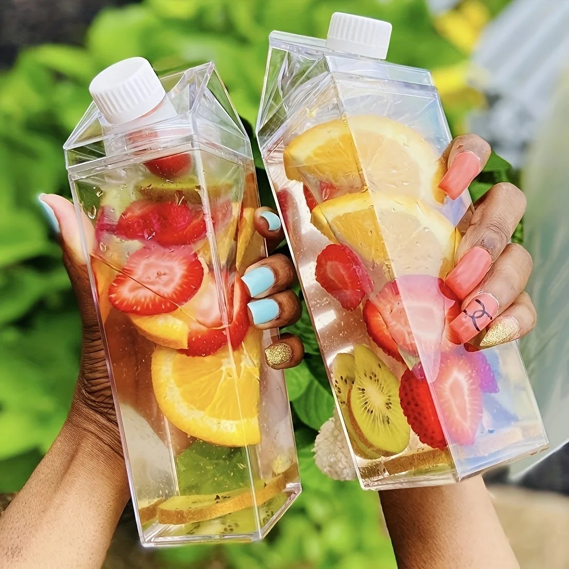 17oz/34oz Large Capacity Milk Box Shaped Water Bottle Portable Transparent Square Juice Bottles Perfect For Home Kitchen Outdoor