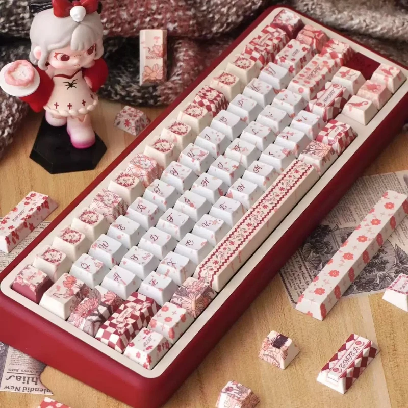 The Red Queen Theme Keycaps Set PBT Cherry Profile 135 Keys Custom Original Handmade Keycaps for Mechanical Keyboard Accessories