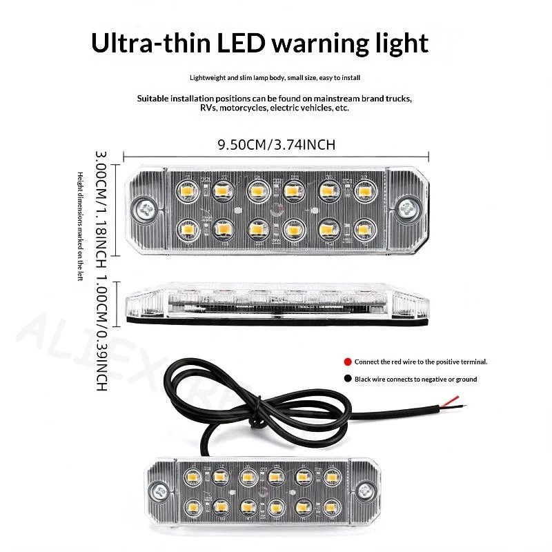 1Pcs 12-35V Truck LED Side Marker Light Double Row 12 SMD Strobe Warning Light Indicator Signal Light Rear Taillight Colorful