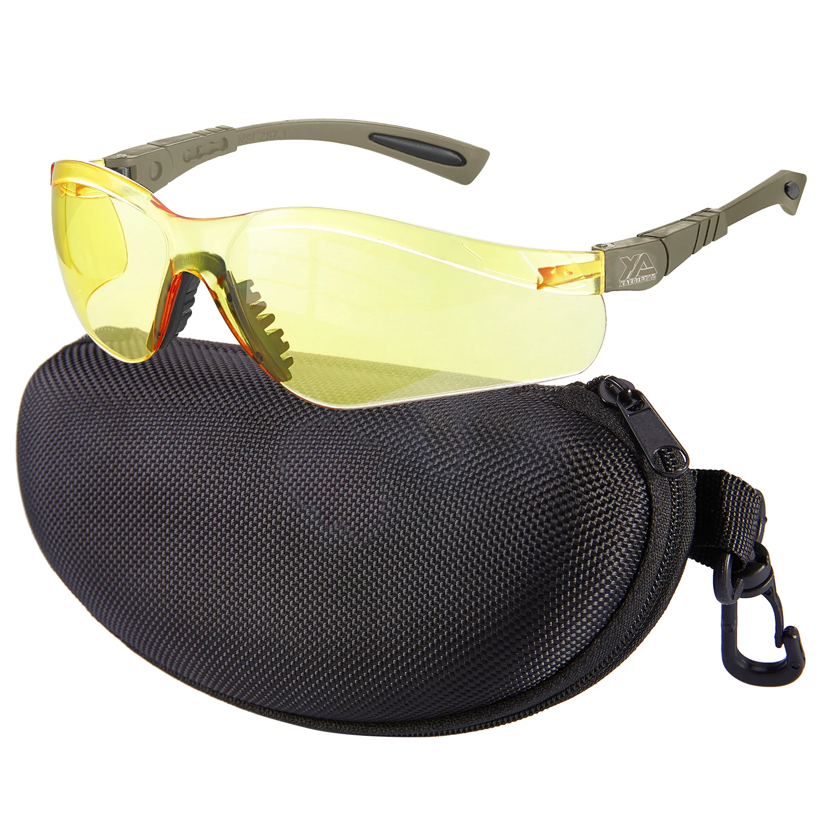 Yellow Lens Shooting Glasses Anti-fog Shooting Range Eye Protection Adjustable Safety Glasses with Zipper Hard Case