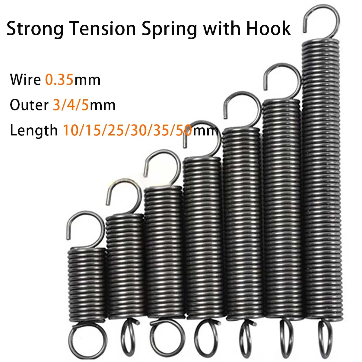 

Strong Tension Spring with Single Hook,Spring Steel,Wire 0.35Mm,Outer 3/4/5Mm,Length 10-50Mm,Support Customization