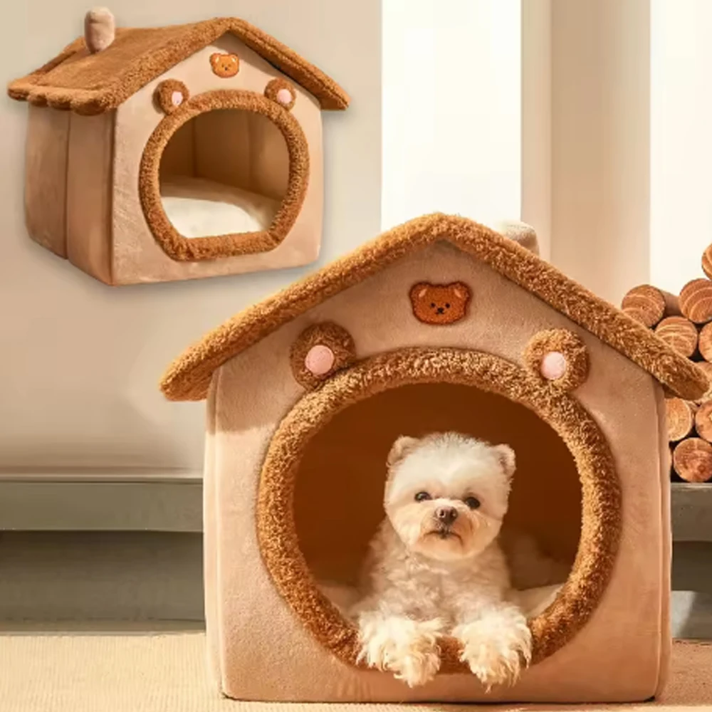 

Складной домик для животных, съемный, моющийся, для кошек, лежанка-диван для щенков, домик-кровать для очень маленьких собак и маленьких и средних кошек