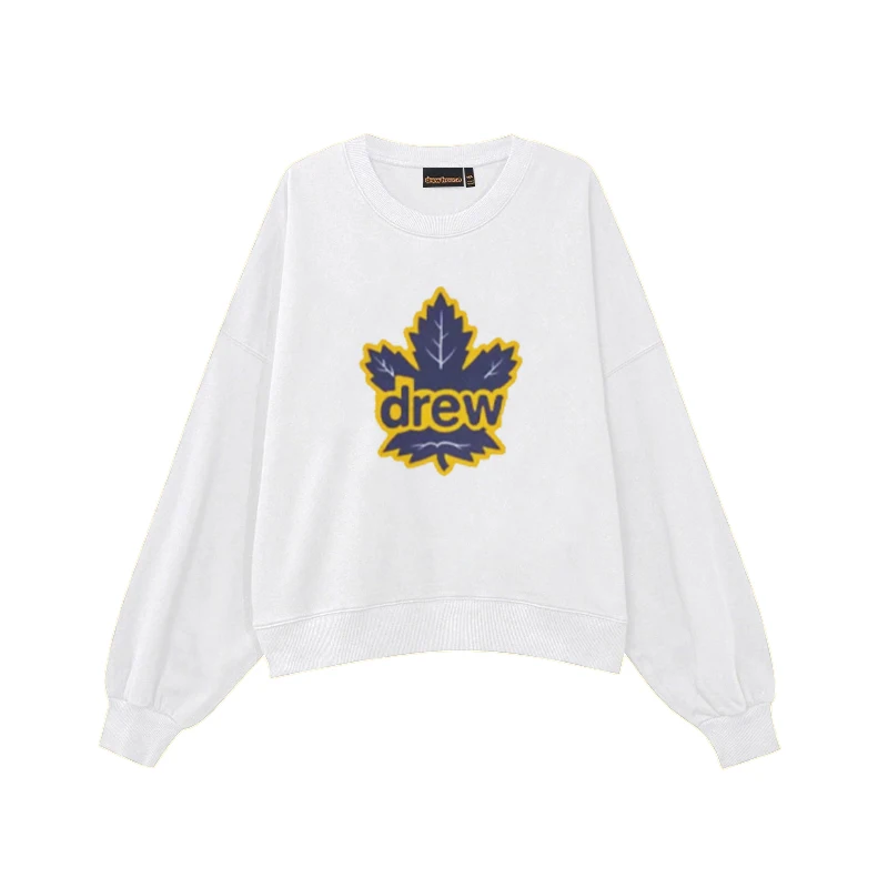 

Drew House Autumn And Winter Loose Fitting American style Maple leaf print Men's and Women's Round Neck Street Coat