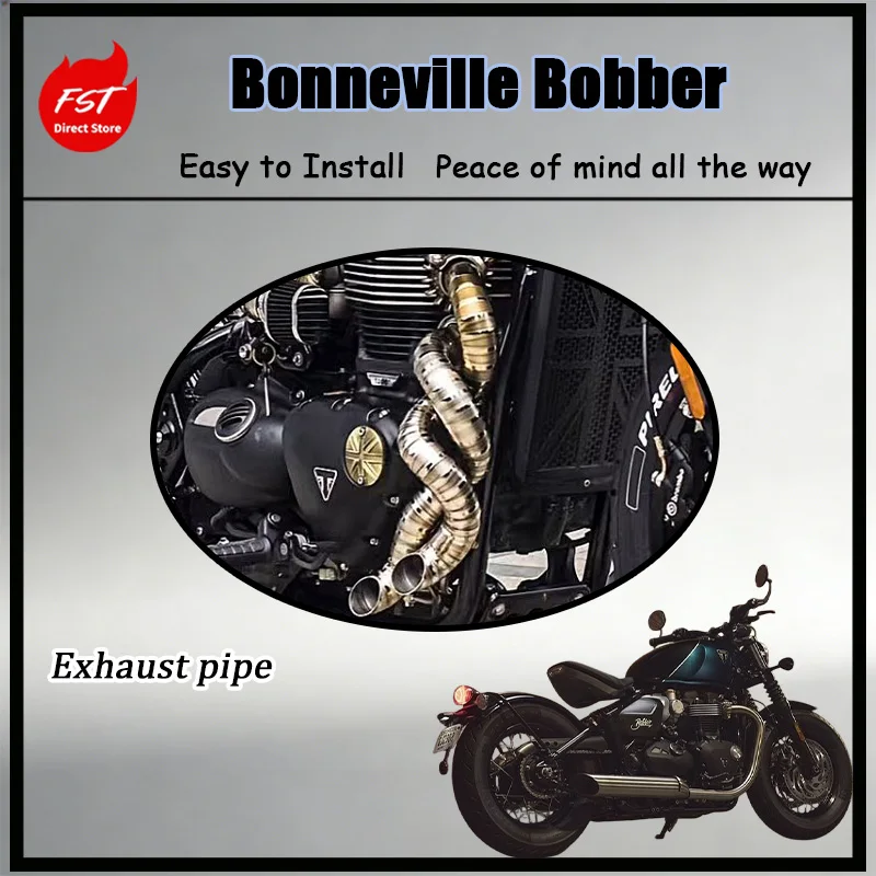 

For Bobber Titanium Exhaust Full System Twisted Enhanced Flow for Improved Horsepower And Throttle Response