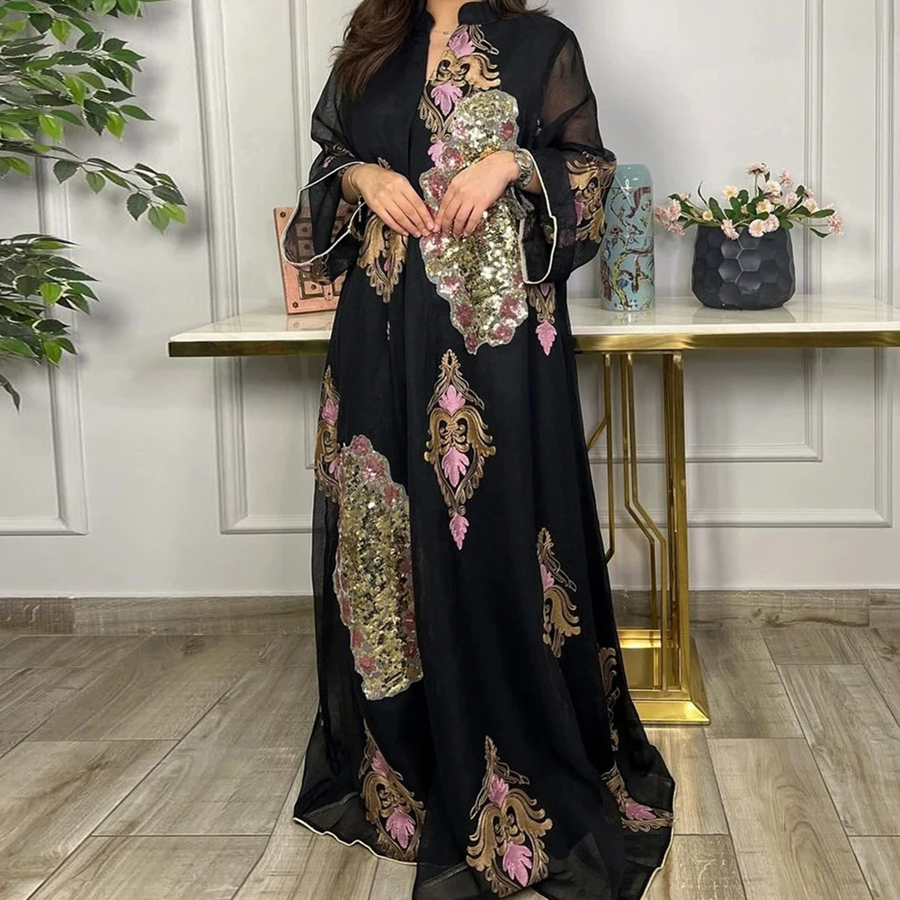 

2025 Middle East cross-border women's Muslim evening dress sequin embroidered dress for women-GZXX517