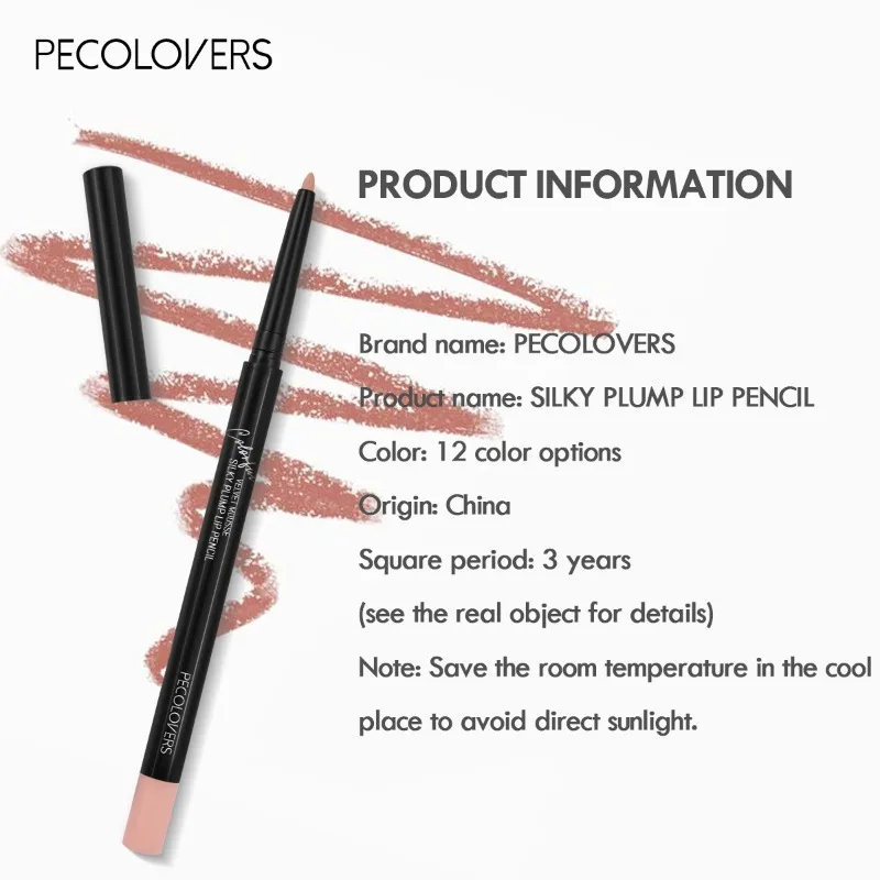 12-color Non-stick Cup Matte Lip Liner Lipstick Waterproof Natural Long-lasting Lipstick Multi-color Lip Cosmetics Lip Liner