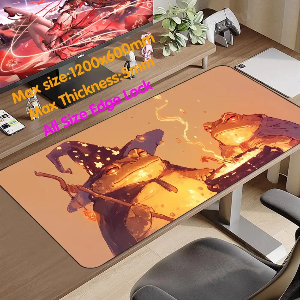 Frog Wizard The Magic Play Mats Mouse Pad Card Game Mat Computer Office Mousepad Non-slip for MTG DTCG CCG RPG Trading Rug 30x60
