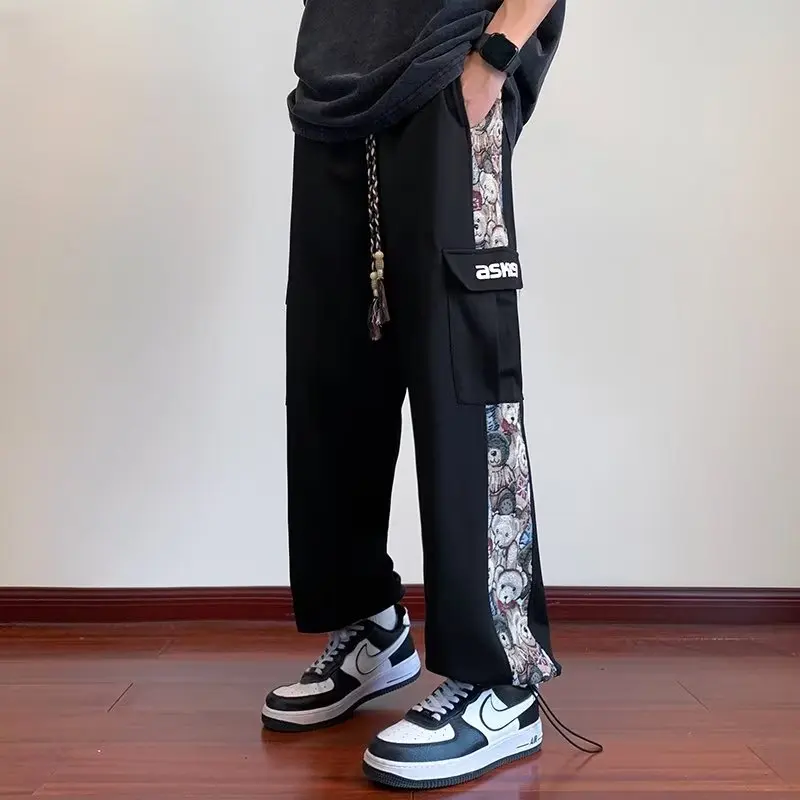 Streetwear Embroidery Men Pants 2023 Four Seasons New Casual Jogging Pants Men Patchwork Fashion Straight Trousers for Men