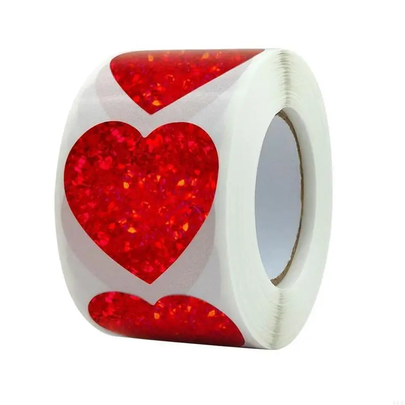 R9JC 500PCS Red Heart Labels Valentine's Day Pay bao