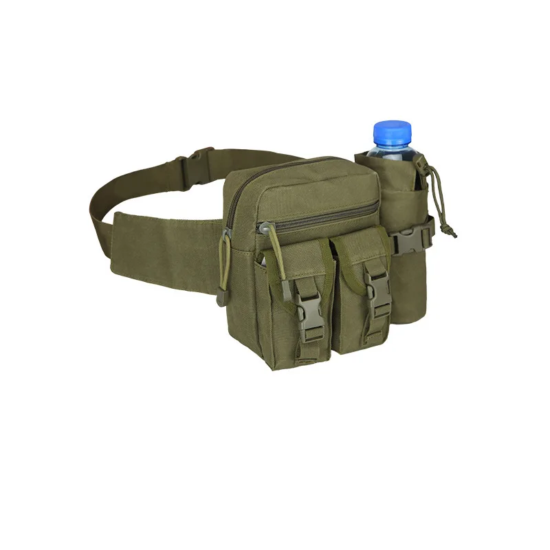 Premium Waist Bag Set: Black Utility Belt/Sweat-Resistant Lining, Double Zipper Pockets Compression Sleeve Holds Bottle & Phones