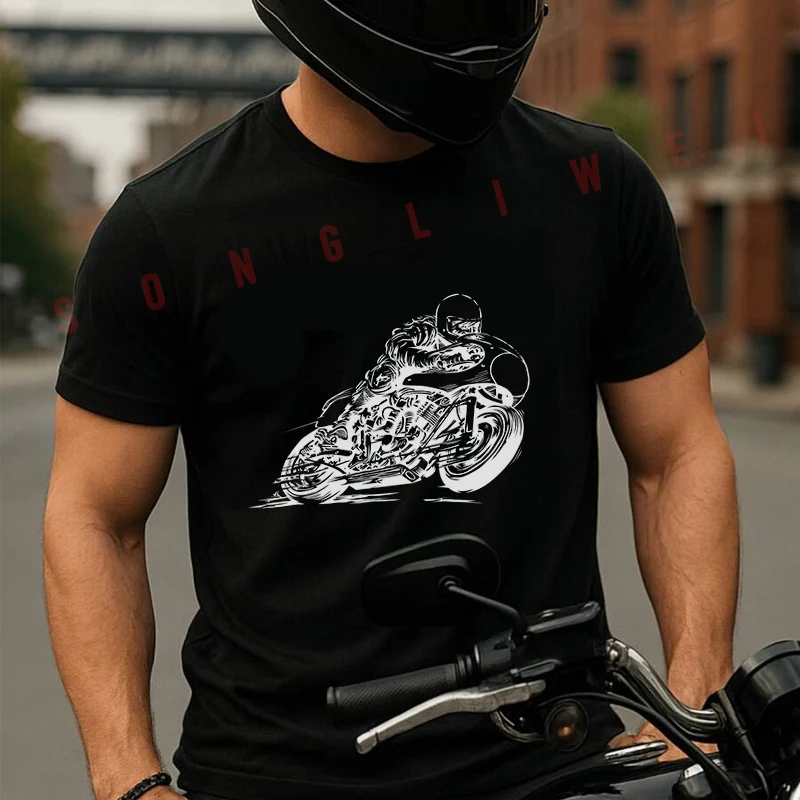 

Fastest Motorcycle Riding Vector Men's Women Summer Cotton T-shirt Moto Short Sleeved Casual Basic TShirt Round Neck Unisex Tops