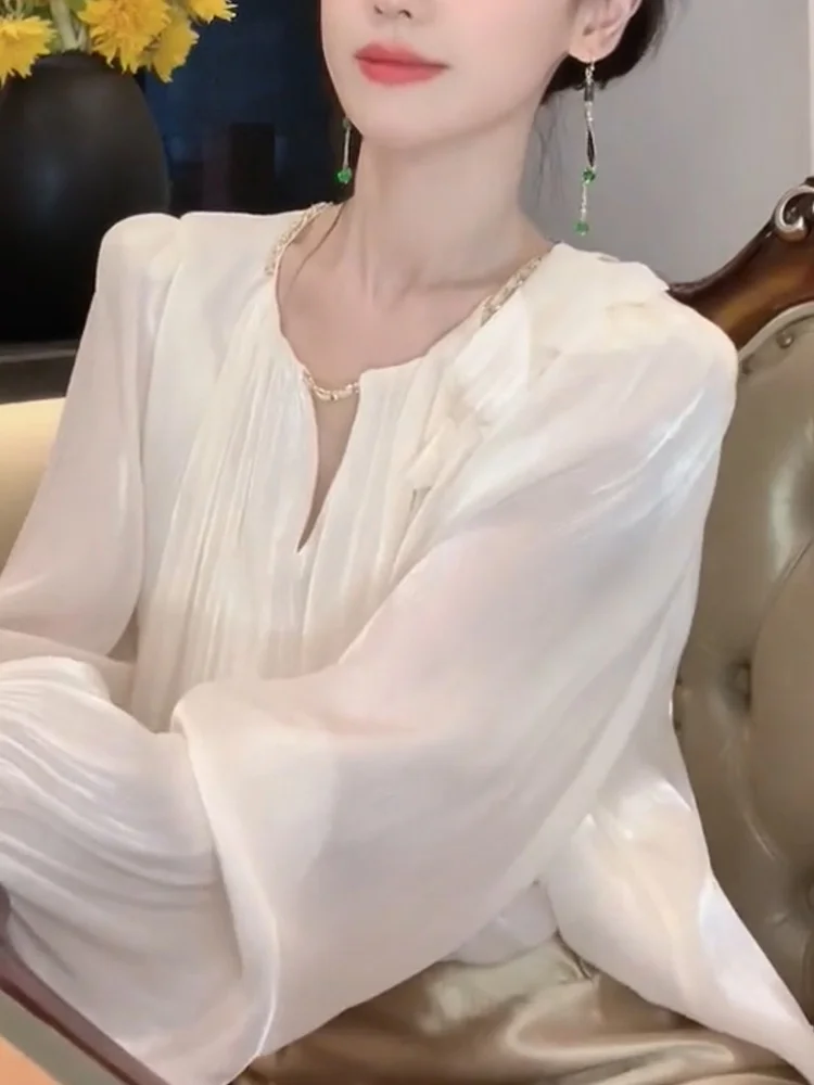 

Ele Slimming Faionable 2025 Spring New irt Top Small Fraance Sle Commute Korean Version All Body pes Suitable