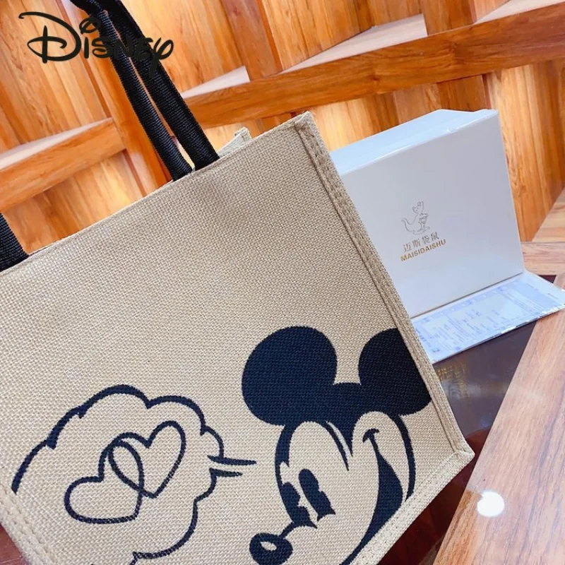 Disney-Bolso de mano de Mickey para mujer, bolsa de compras informal, versátil, de gran capacidad, de alta calidad, a la moda, novedad de 2023