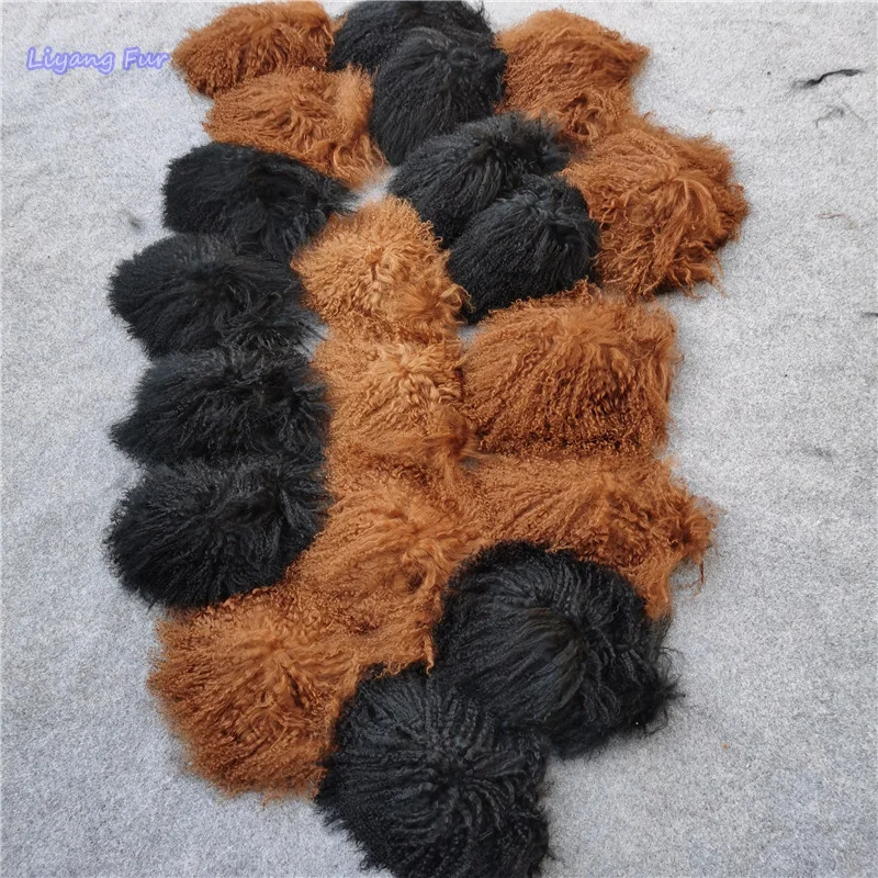 Spring Winter Women Fashion Mongolian Curly Hair Sheep Fur Slides Custom Color Fuzzy Fur Slippers