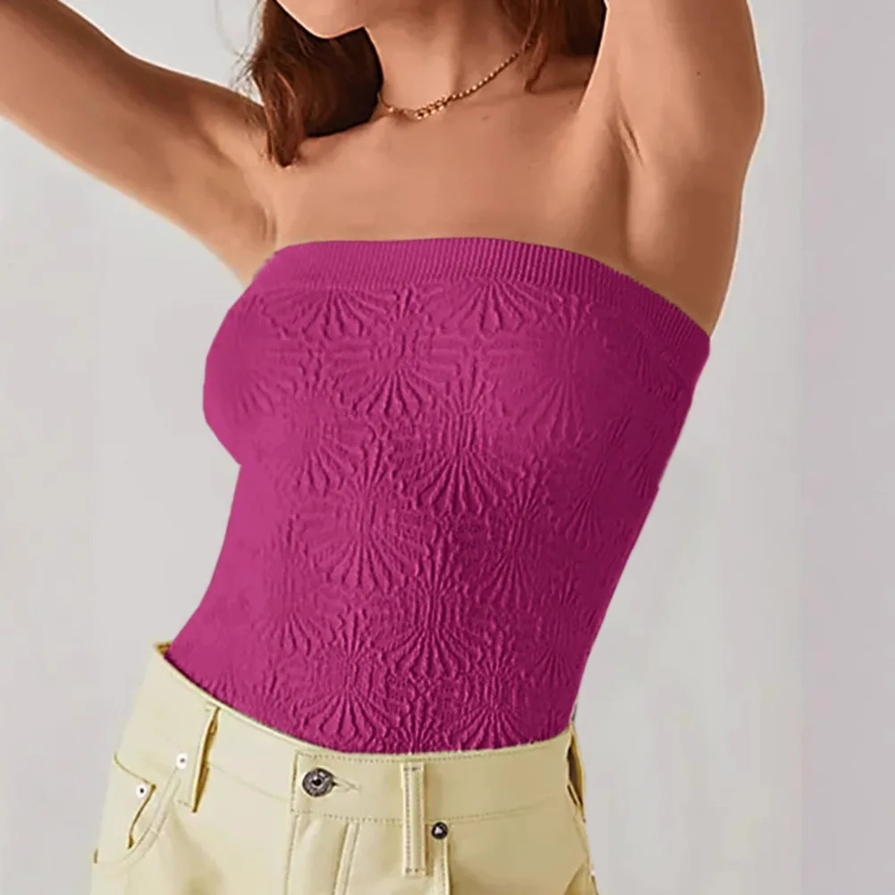 Damska seksowna bluzka bandeau Y2K z żakardu, elastyczna bielizna modelująca, seksowna, oddychająca bluzka bez rękawów.