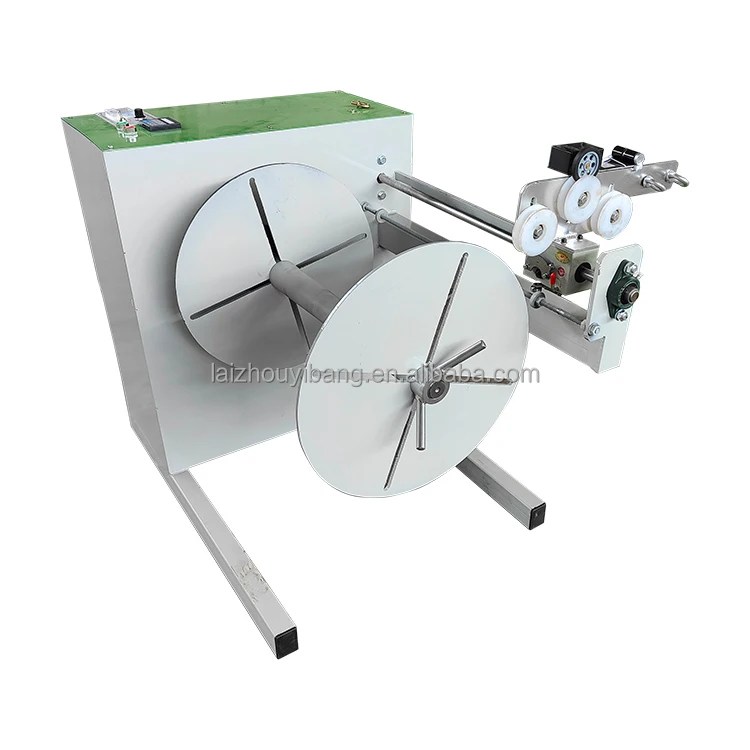 Speed Adjustable Plastic Rope Weaving Belt Rewinding Machine with Meter Counter