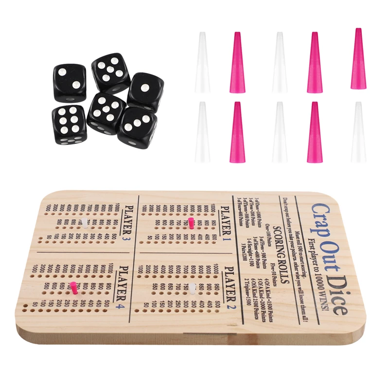Wooden Crap Out Dice Score Board Classic Family Game Round Funny Dice Board Game with Wood Tray Score Pad Dice Tray M-ABFB view 4
