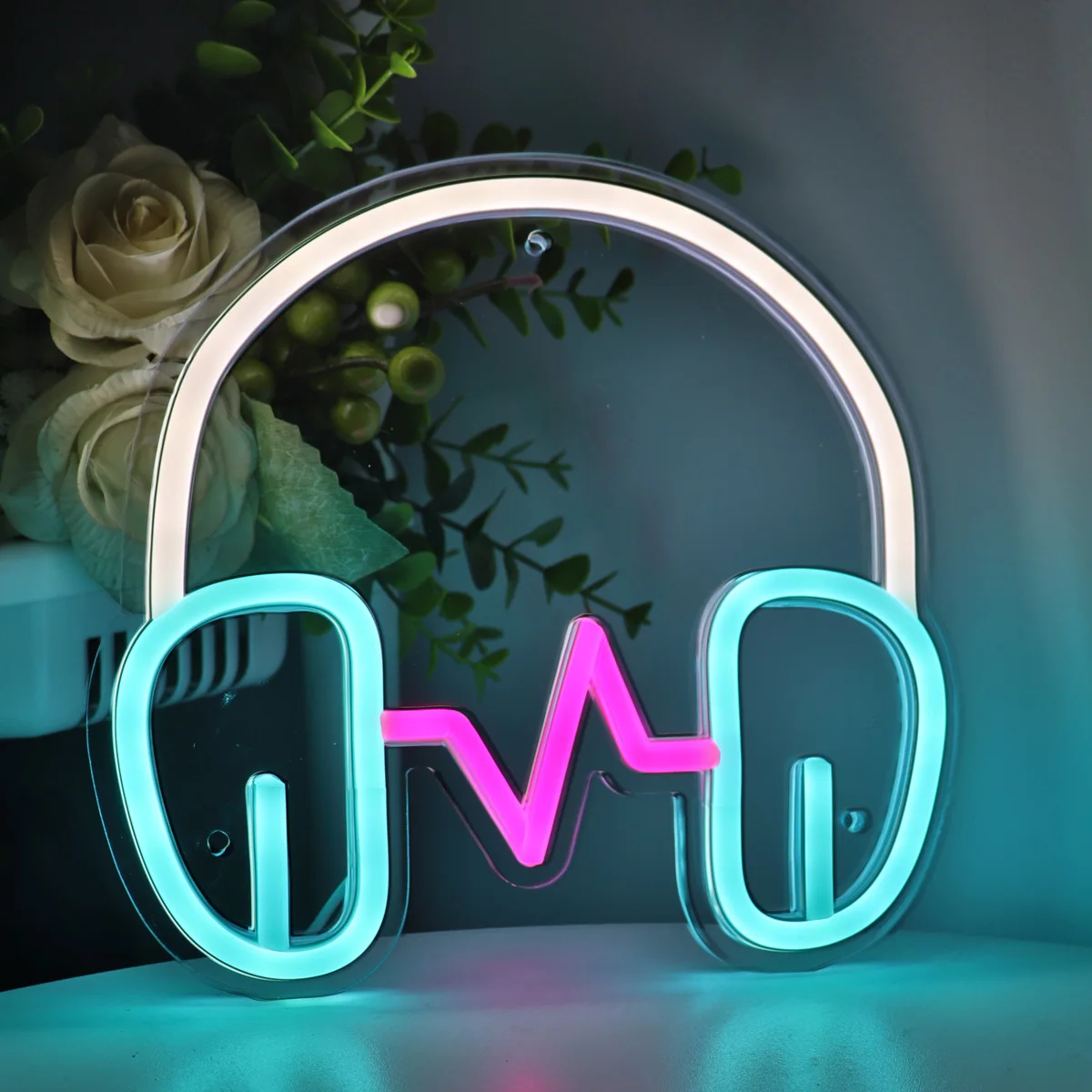 1pc Earphone LED Wall Neon Art Sign USB Powered For Game Room Party Music Show Influencer Youtuber Living Decoration 8.58\