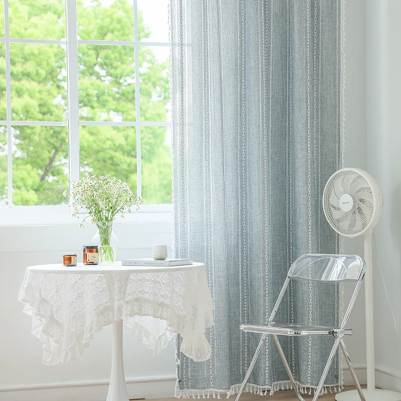 

(16) Customized Henggang Curtain Finished Product Wholesale Imitation Cotton and Linen Semi-blackout Curtain