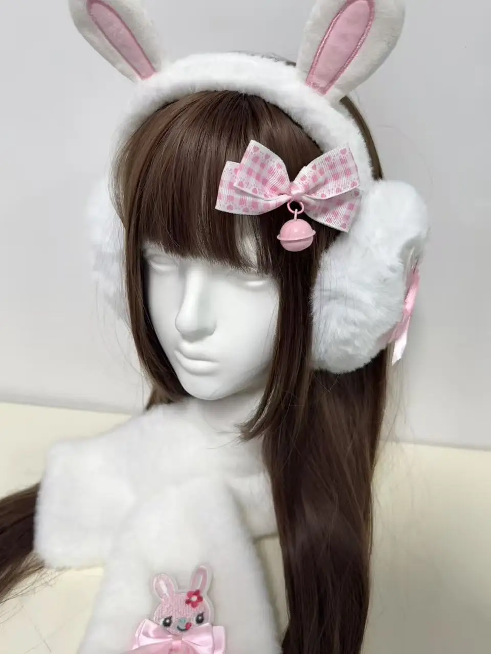 اليدوية لطيف فتاة لينة الدفء غطاء الأذن لفصل الشتاء الكرتون الياباني Mp الحلو فتاة القوس Y2k اكسسوارات أفخم غطاء للأذنين
