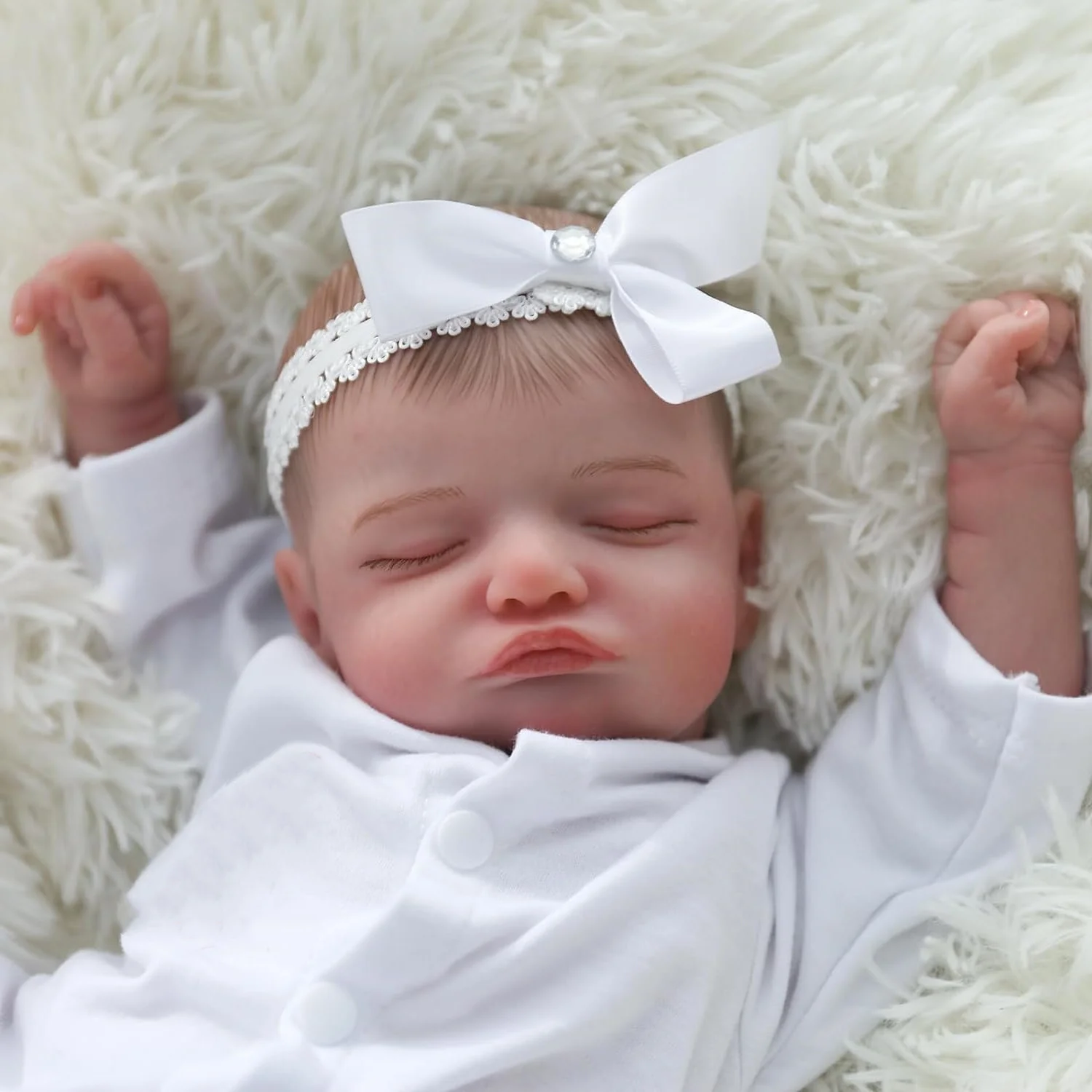 BZDOLL 19 Zoll 48 cm schlafende Reborn-Babypuppe mit Blutgefäßen, Stoffkörper und 3D-bemalter Haut, weiches Vinyl, lebensecht, Neugeborenes, Kunsthandwerk, handgefertigtes Geburtstagsspielzeug für