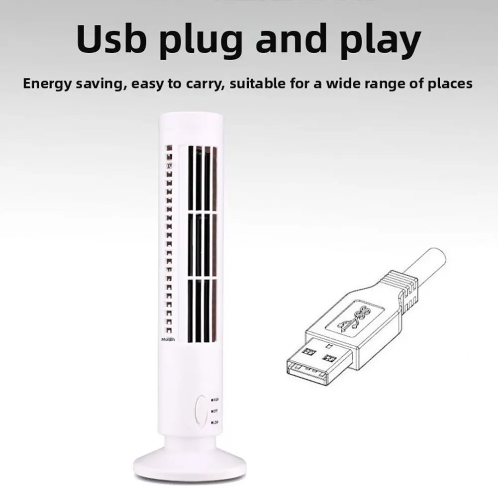 Flügelloser Turmventilator, kleiner Luftzirkulator, Dual-Geschwindigkeitsmodi, USB-betriebene, flügellose Klimaanlage, Heim-/Büro-Lüfter – Detail 2