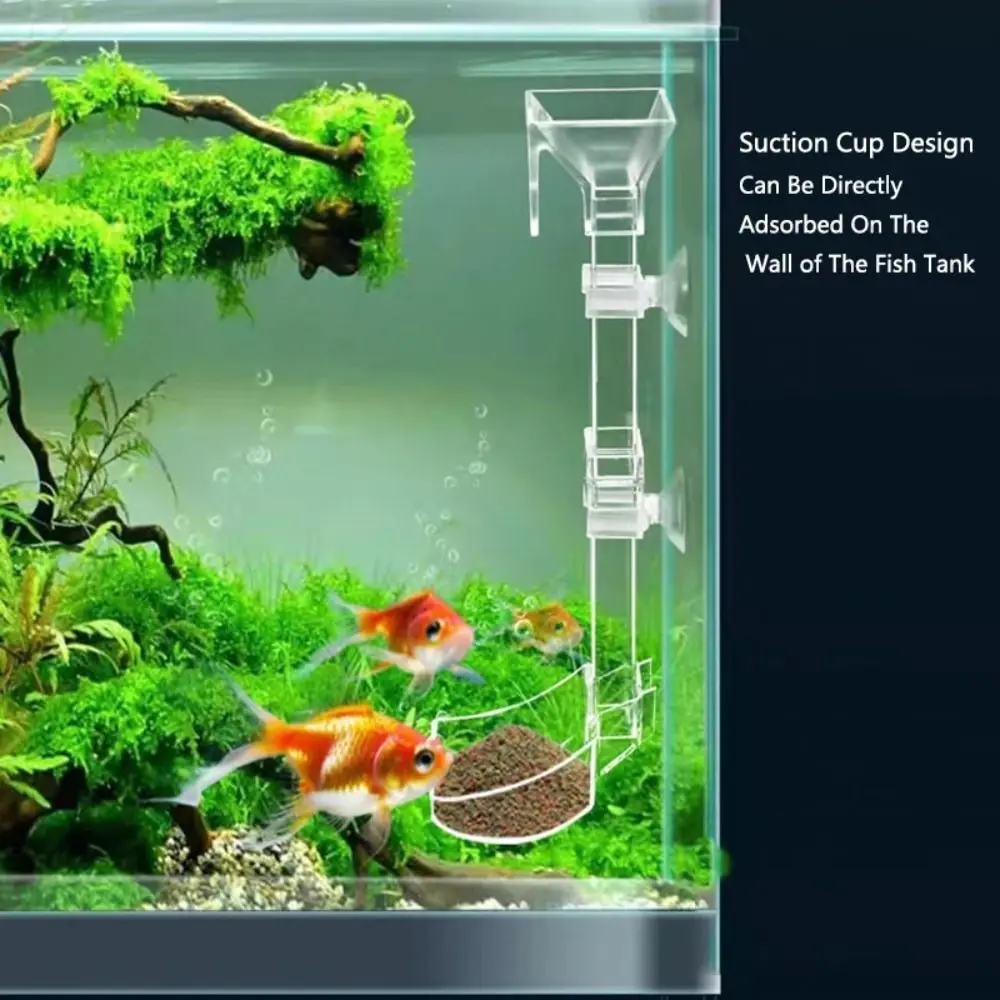New Transparent Aquarium Fish Tank Feeder Tube with Suction Cup Acrylic Shrimp Feeding Dish Durable Fixed Point Feeder Bowl