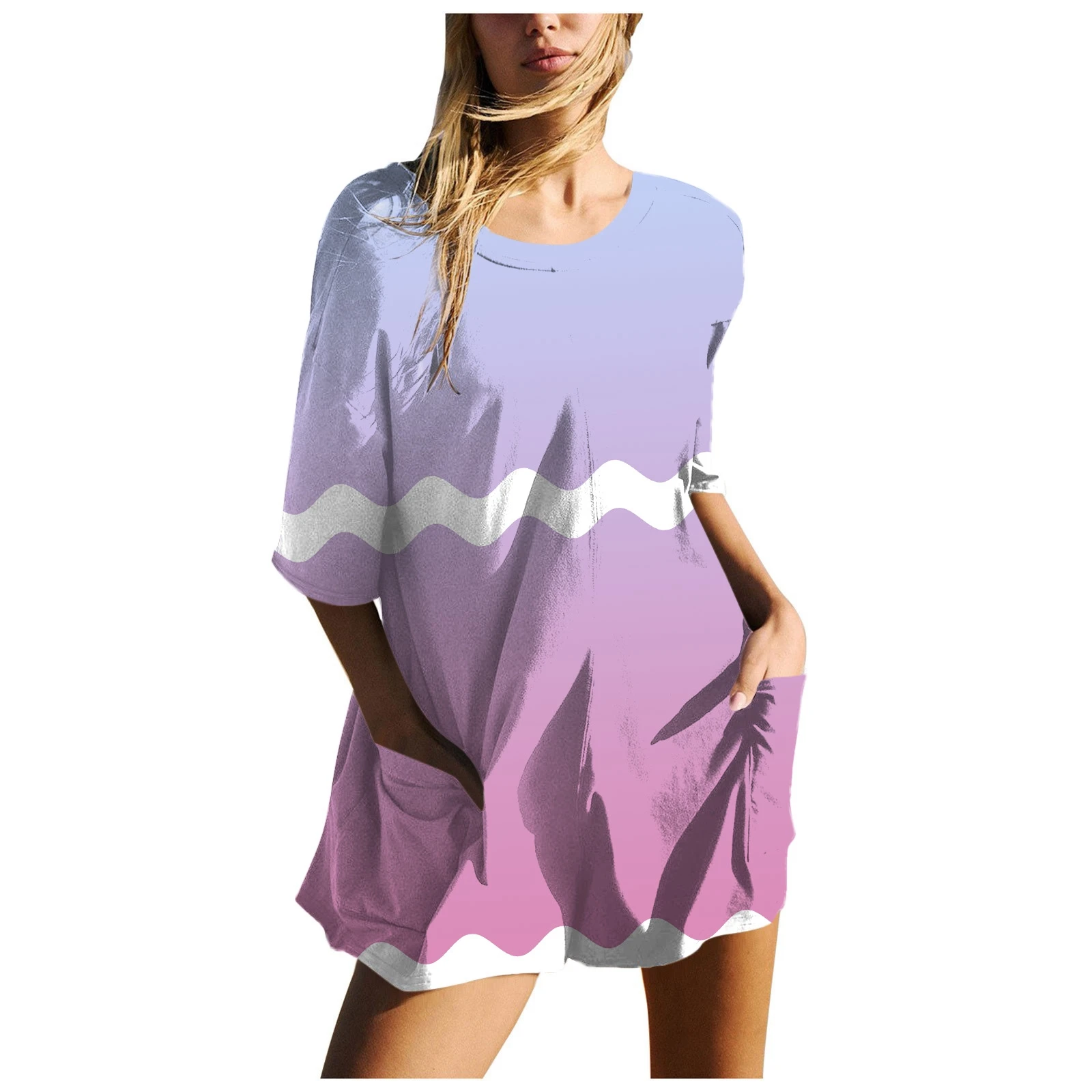 Fashion Short Sleeve Loose Beach Wave Playsuit For Women 2024 Summer Casual Pocket Casual Shorts Jumpsuits One Pieces Jumpsuit