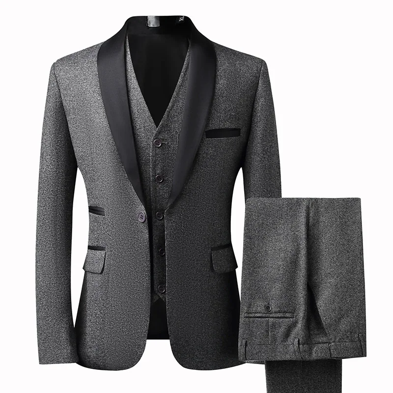 M8292 Men's double breasted suits slim fit Korean style trendy wedding